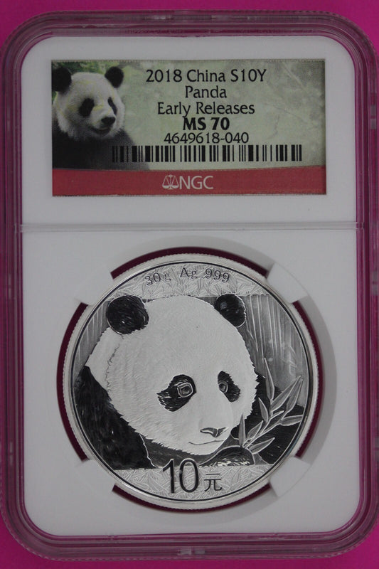 2018 MS 70 China Panda Early Releases 1 OZ Silver Coin NGC Graded Authentic 1151