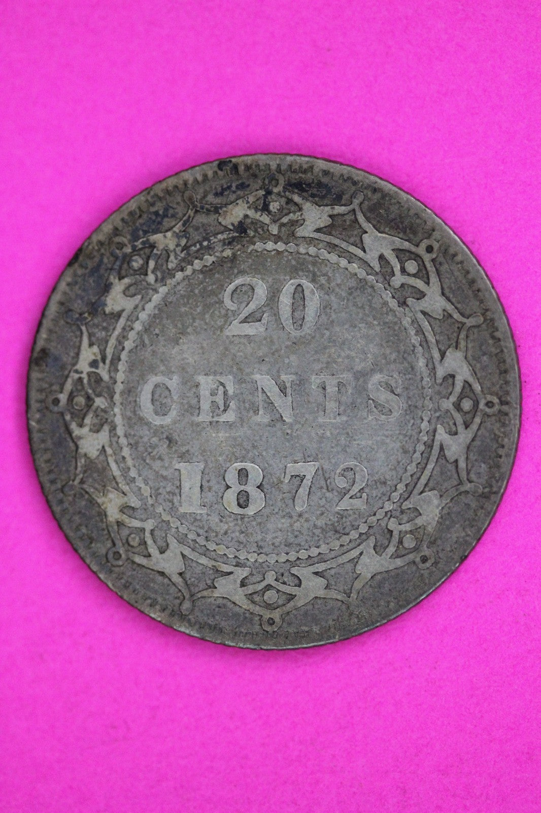 1872 Newfoundland Canada 20 TWENTY Cent Silver Coin Guaranteed Authentic 2243