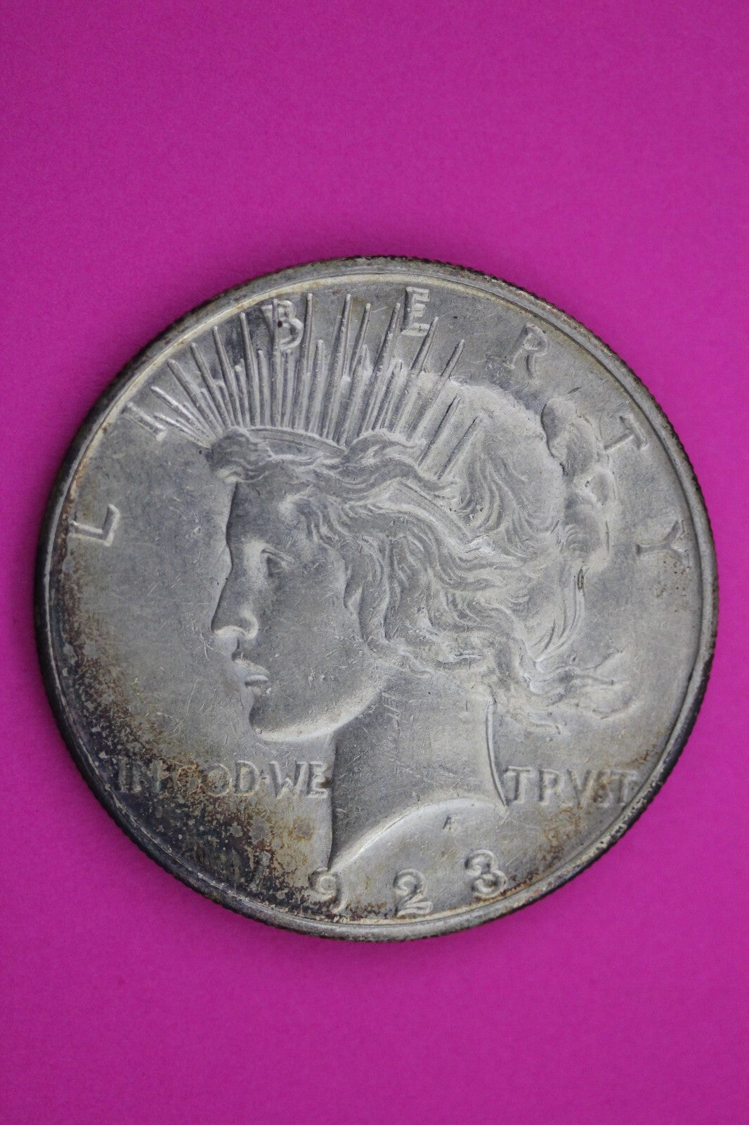 Toned 1923 S Peace Silver Dollar LIberty Coin Guaranteed Authentic 0320N