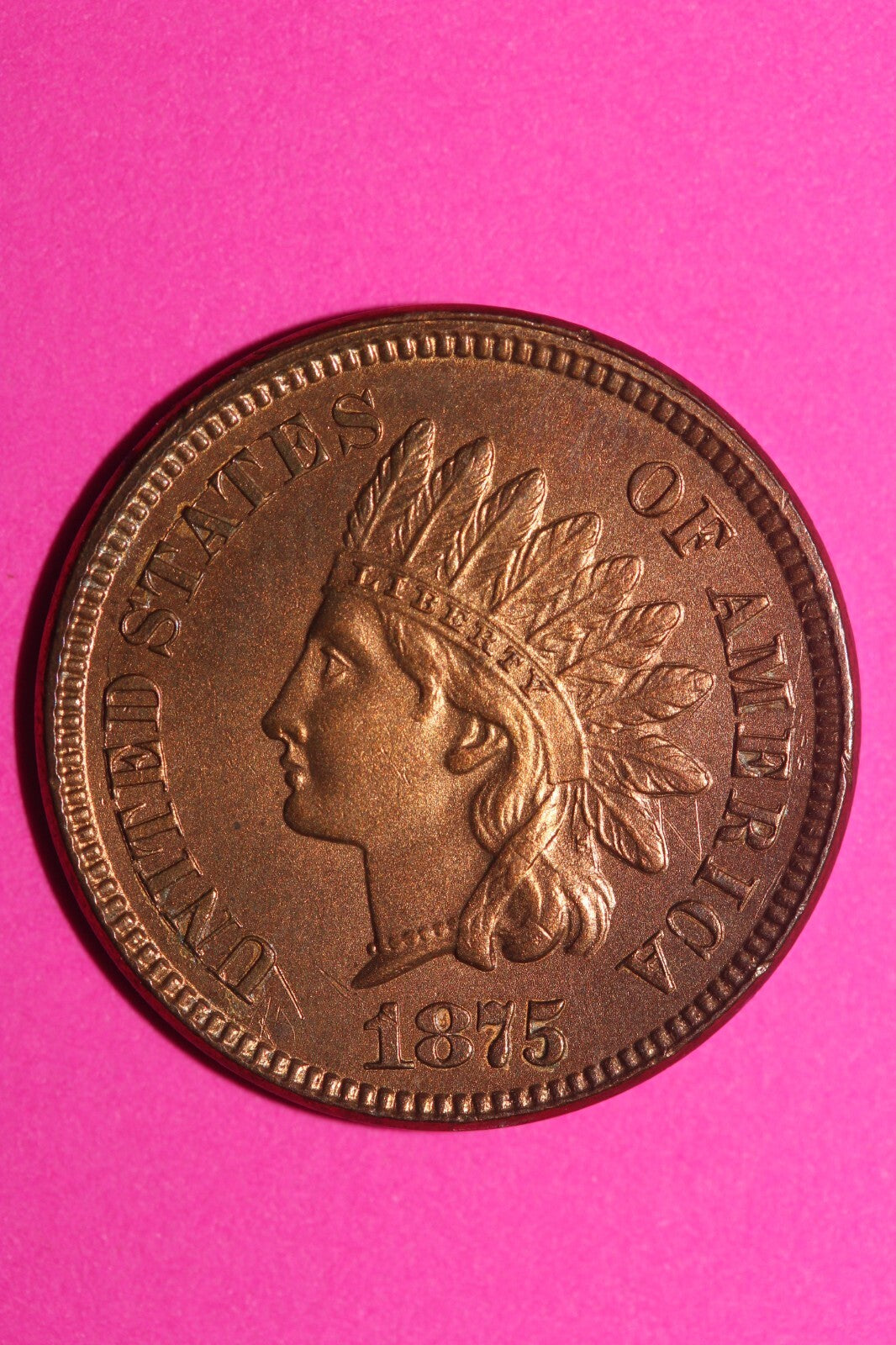 High Grade 1875 Red Indian Head Cent Penny Guaranteed Authentic & Genuine 1343