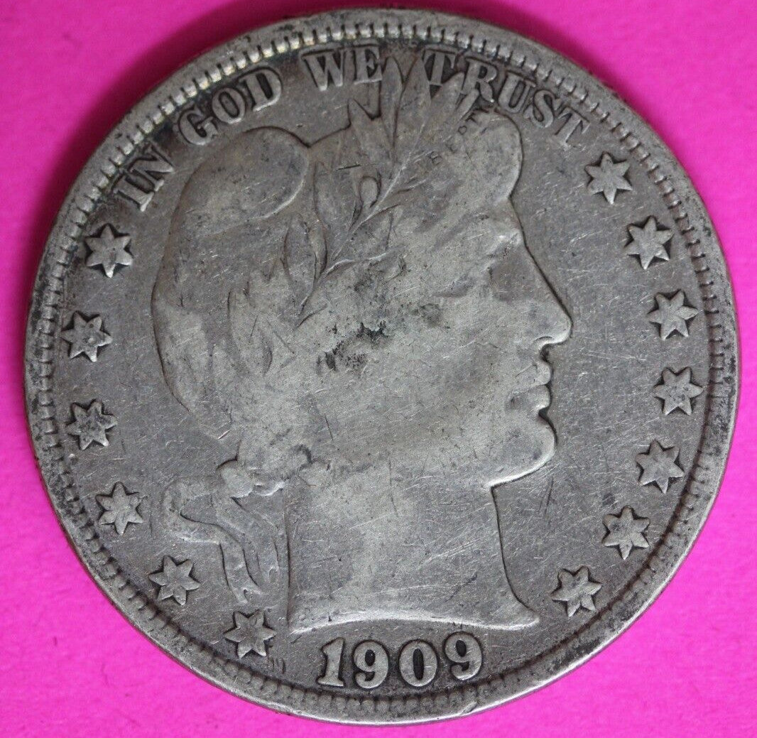 1909 S Barber Liberty Half Dollar Silver Coin Better Grade San Francisco Mint 91