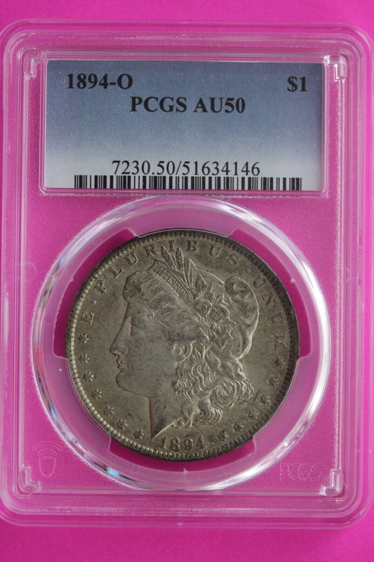 1894 O AU 55 Liberty Morgan Silver Dollar PCGS Certified Authentic Slab 865