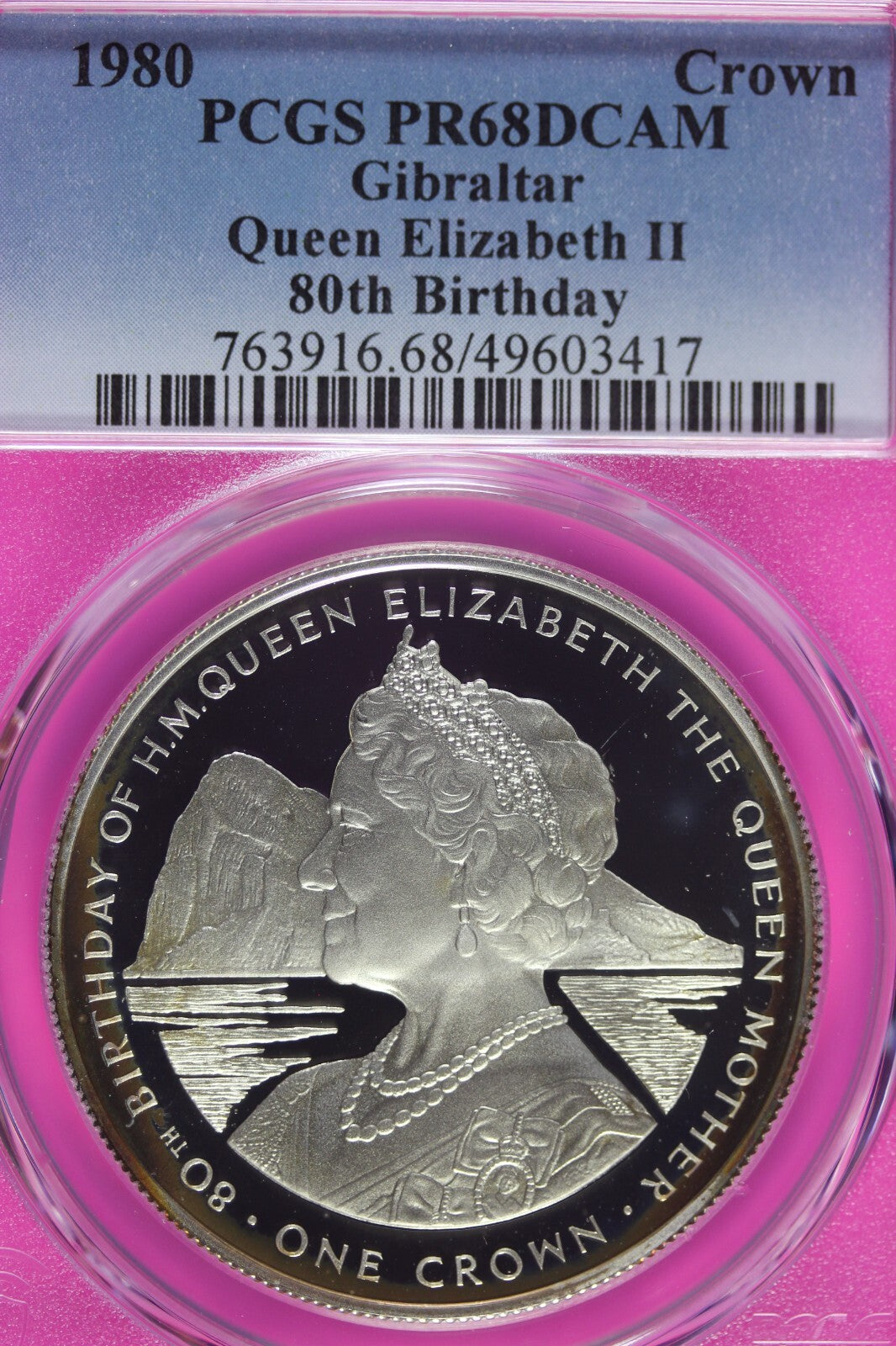 Toned 1980 PR 68 DCAM Crown Gibraltar  PCGS Queen Elizabeth 80th Birthday 549