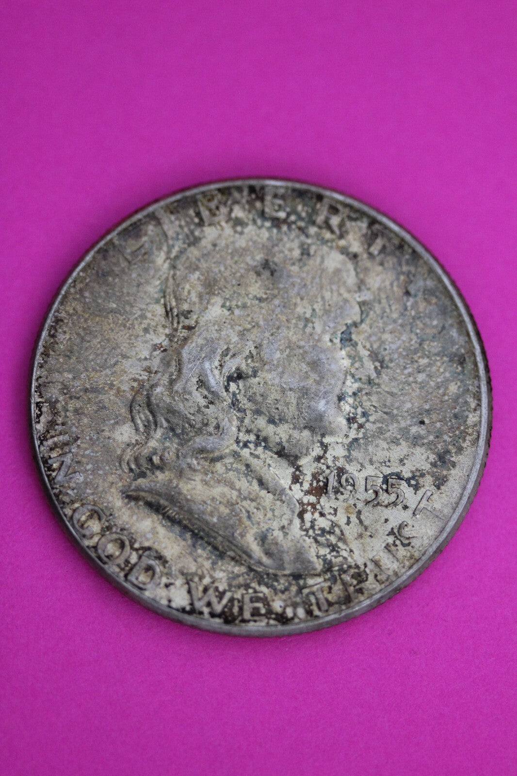 High Grade Toned 1955 P Ben Franklin Silver Half Dollar Exact Coin Shown 13