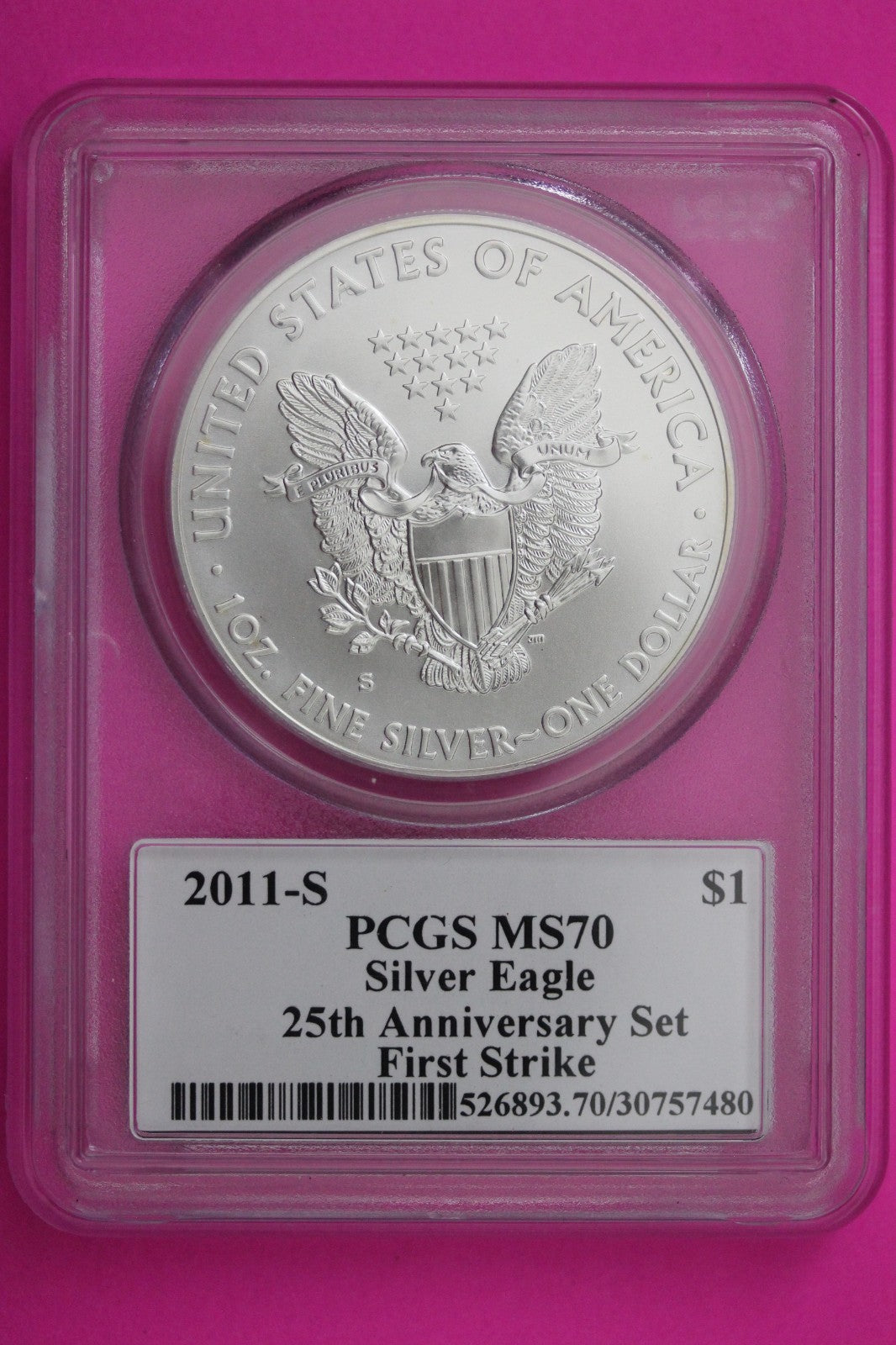 2011 MS 70 Silver American Eagle PCGS 25th Annersary Mercanti Signature 365