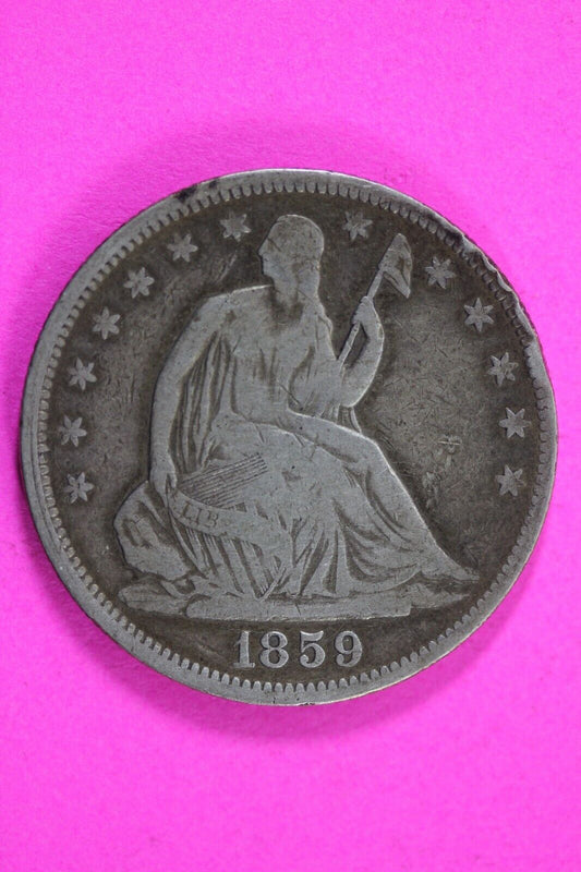 1859 P Seated Liberty Half Dollar Silver Semi Key Date Exact Coin In Pics 29