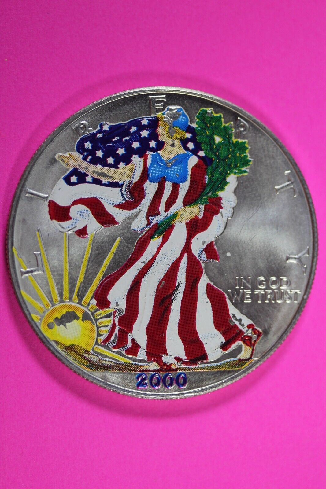 Colorized 2000 American Silver Eagle 1 Ounce .999 Fine Exact Coin Shown 172