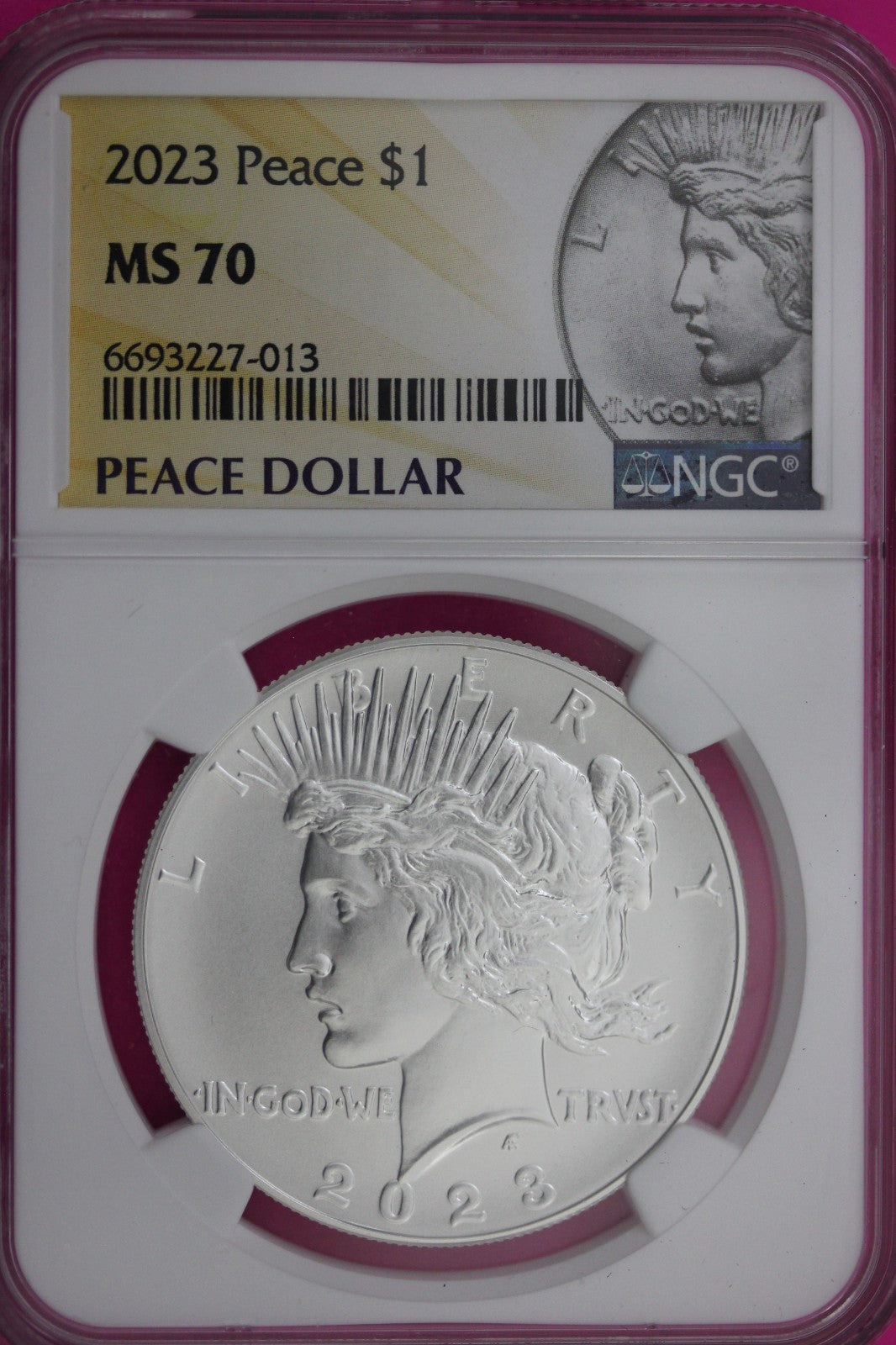 2023 P MS 70 Peace Silver Dollar .999 NGC Graded Certified Authentic Coin 152