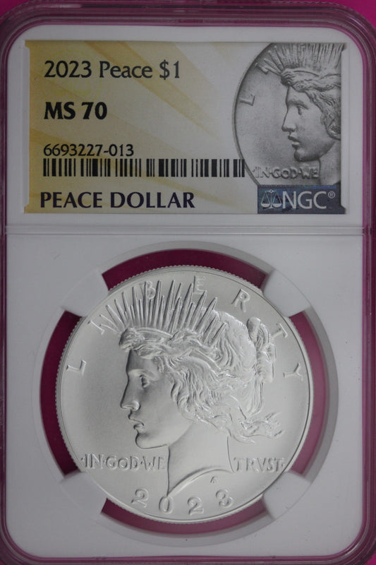 2023 P MS 70 Peace Silver Dollar .999 NGC Graded Certified Authentic Coin 152