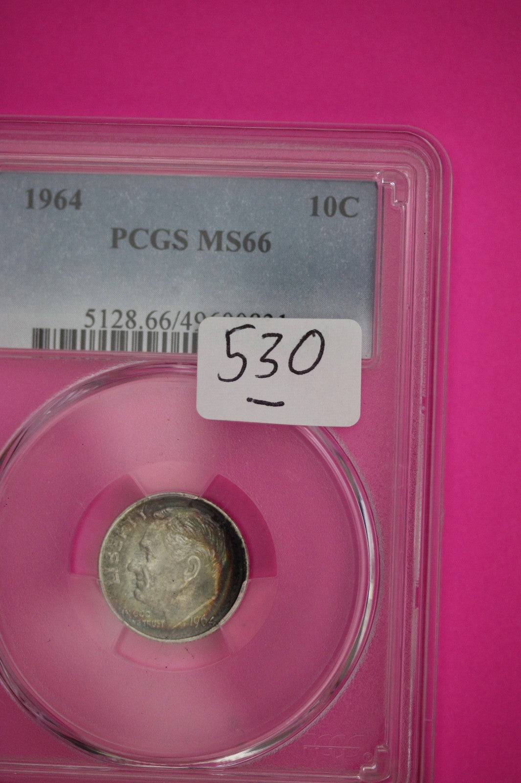 Toned 1964 P MS 66 Silver Roosevelt Dime PCGS Certified Graded Authentic 530