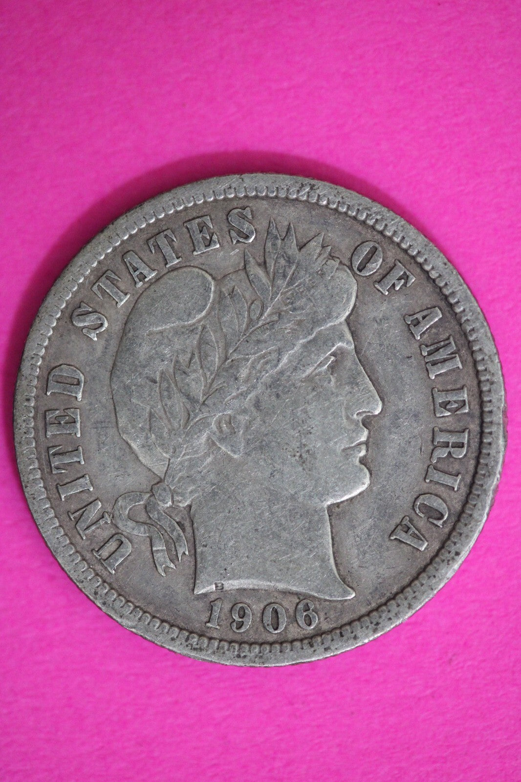 High Grade 1906 P Barber Liberty Dime Scarce Semi Key Date Silver Coin 55