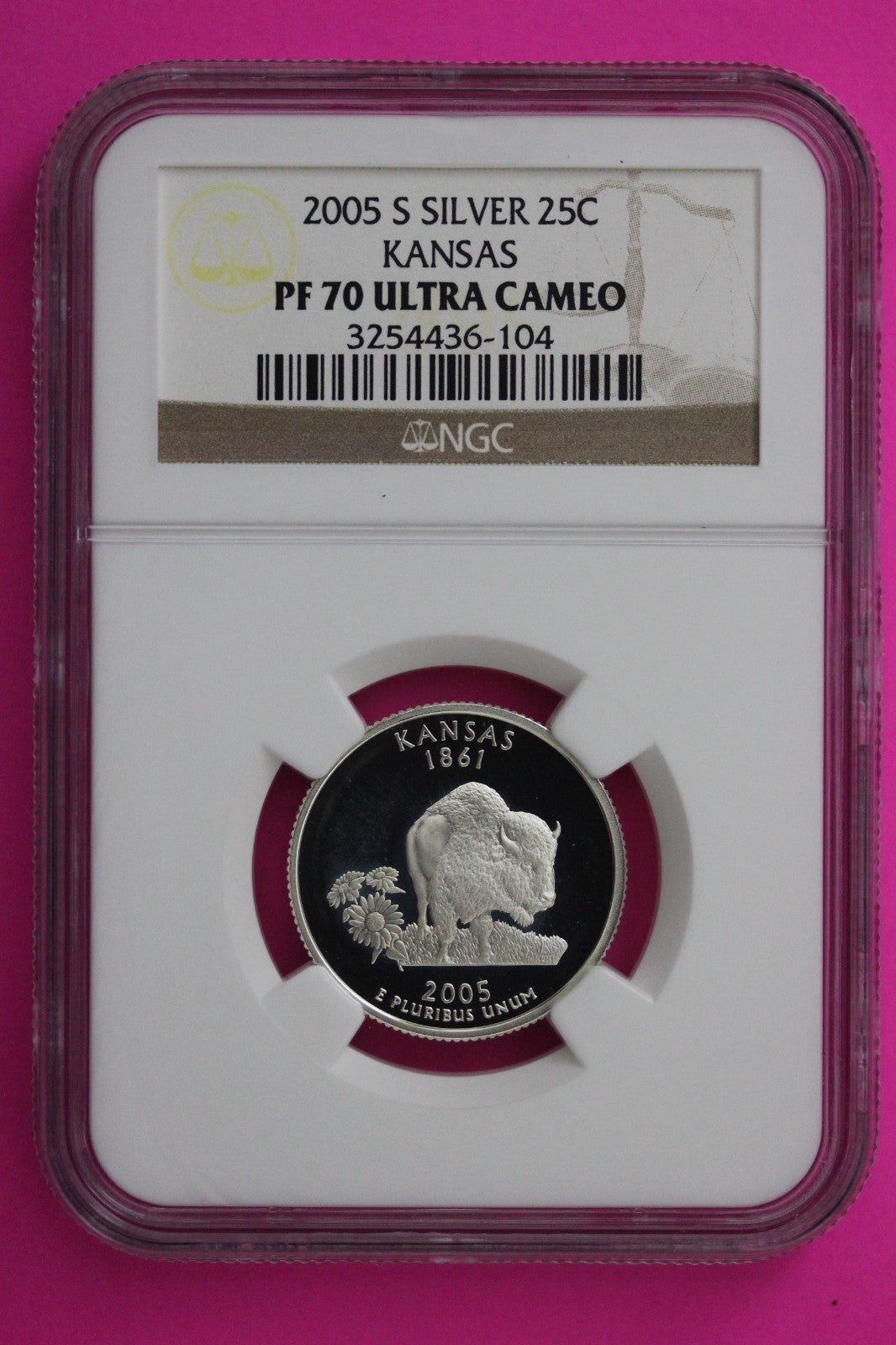 2005 S PF 70 Kansas Silver State Quarter NGC Certified Authentic Slab 391