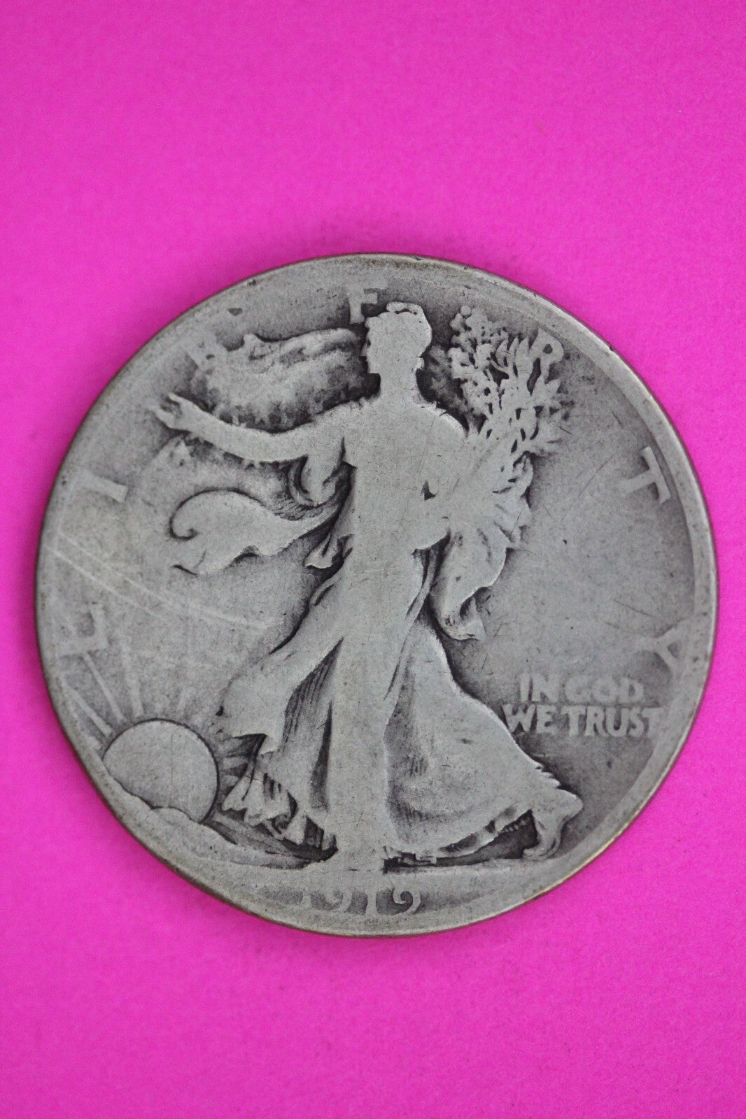 1919 D Walking Liberty Silver Half Dollar Guaranteed Authentic Genuine Coin 1502