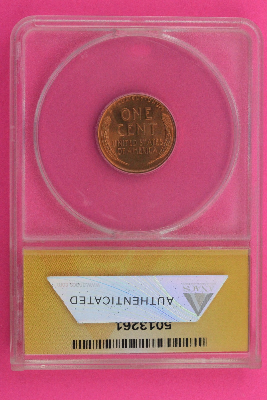 1955 P MS 65 RD Lincoln Wheat Cent Penny ANACS Graded Certified Authentic 98