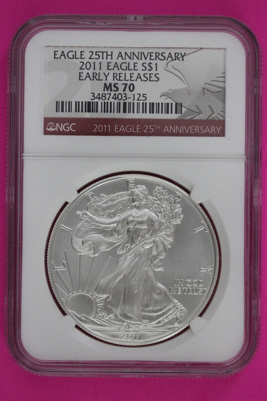 2011 MS 70 Silver American Eagle 25th Anniversary NGC Graded First Releases 295