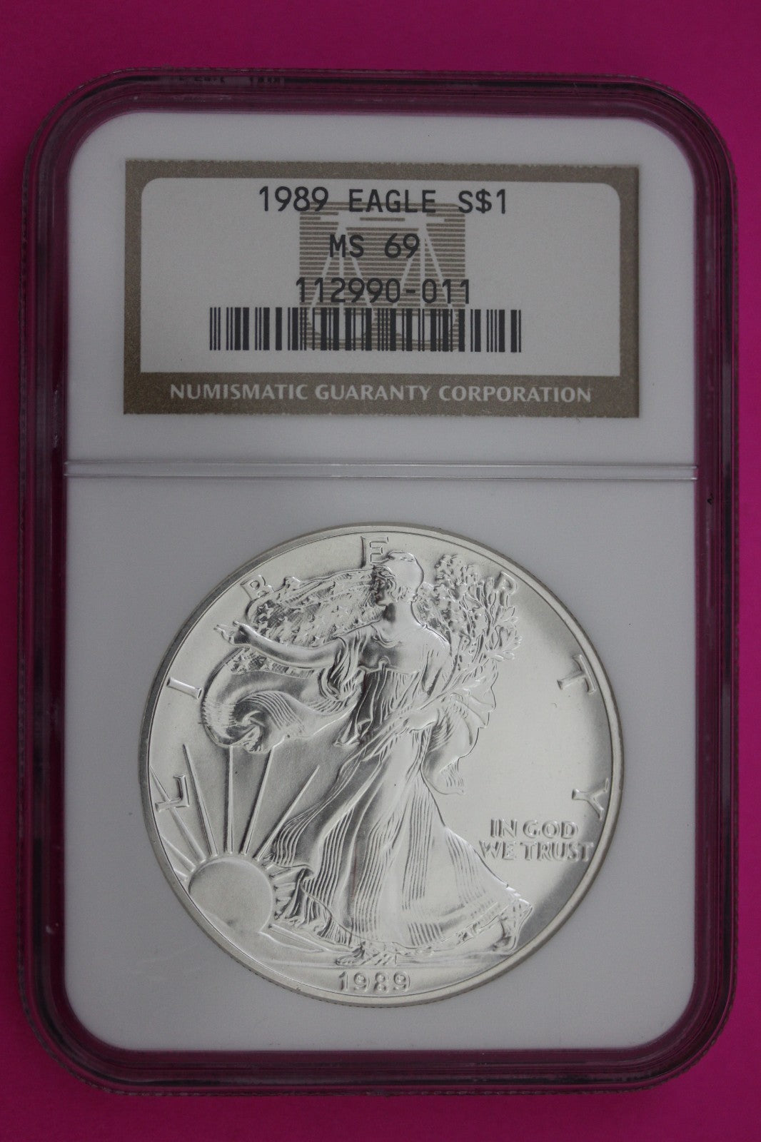 1989 MS 69 Silver Eagle 1 OZ .999 Silver NGC Certified Graded Authentic 179