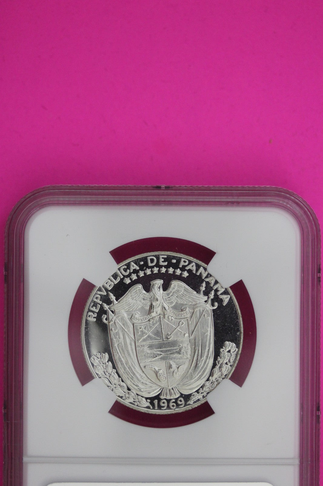 1969 Panama PF 68 Cameo Proof Silver 1/2 Balboa NGC Certified Genuine Slab 1298