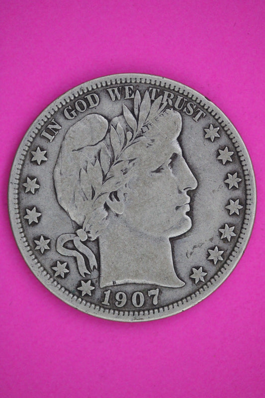 1907 P Barber Liberty Half Dollar Coin Guaranteed Authentic & Genuine 2416