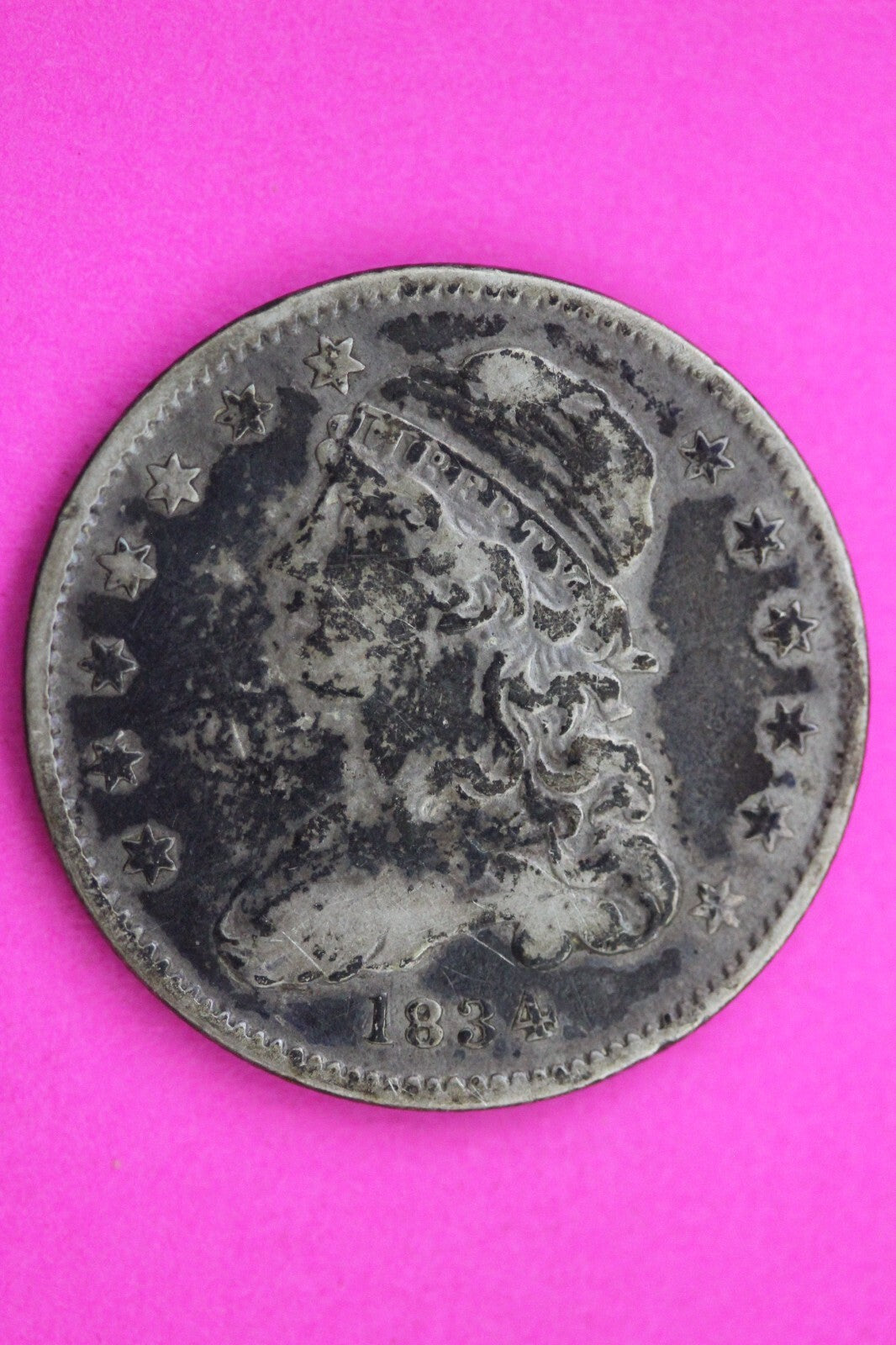 1834 Bust Cap Quarter Lady Liberty Rare Silver Key Date Coin Authentic 0576N