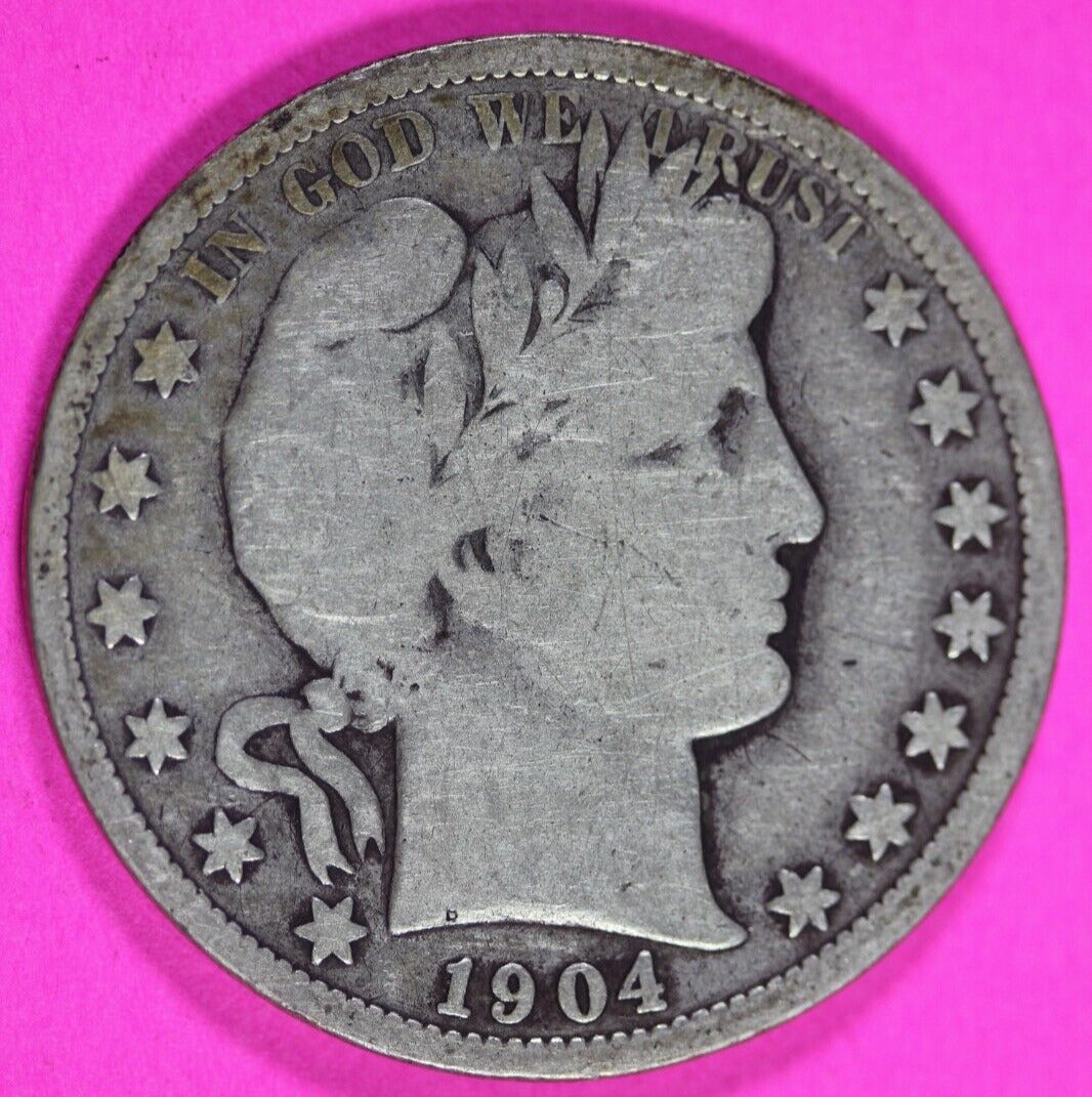 1904 O Barber Liberty Half Dollar Scarce Semi Key Date Coin New Orleans 280