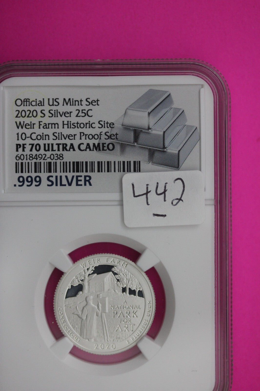 2020 S  PF 70 Silver Quarter Weir Family Historic Site NGC From Mint Set 442