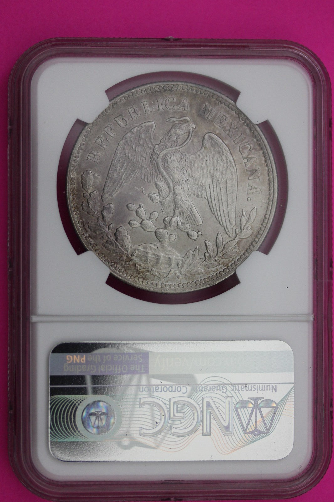 1908 MS 62 AM Mexico 1 Peso Silver Coin NGC Authentic Graded Authentic Slab 570