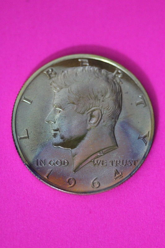 Rainbow Toned 1964 Accented Hair John F Kennedy Proof Half Dollar Exact Coin 15