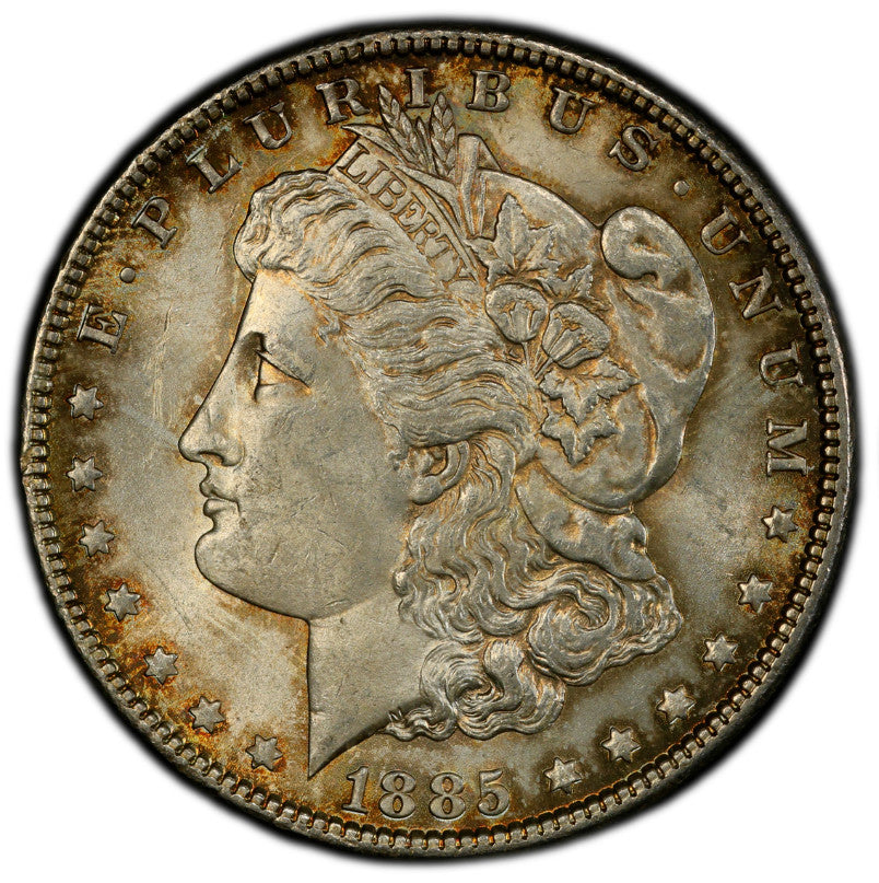 Toned 1885 P MS 64 Morgan Liberty Silver Dollar PCGS Certified Graded Slab 989