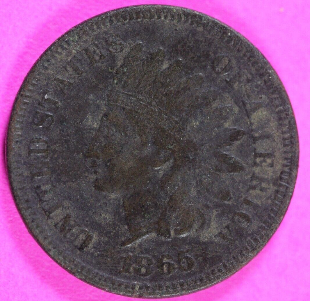 Scratched 1865 Indian Head Cent Penny Scarce Early Type Exact Coin Shown 307