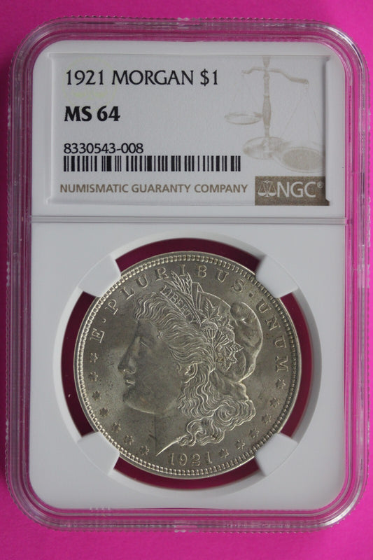 1921 P MS 64 Liberty Morgan Silver Dollar NGC Certified Graded Slab 470