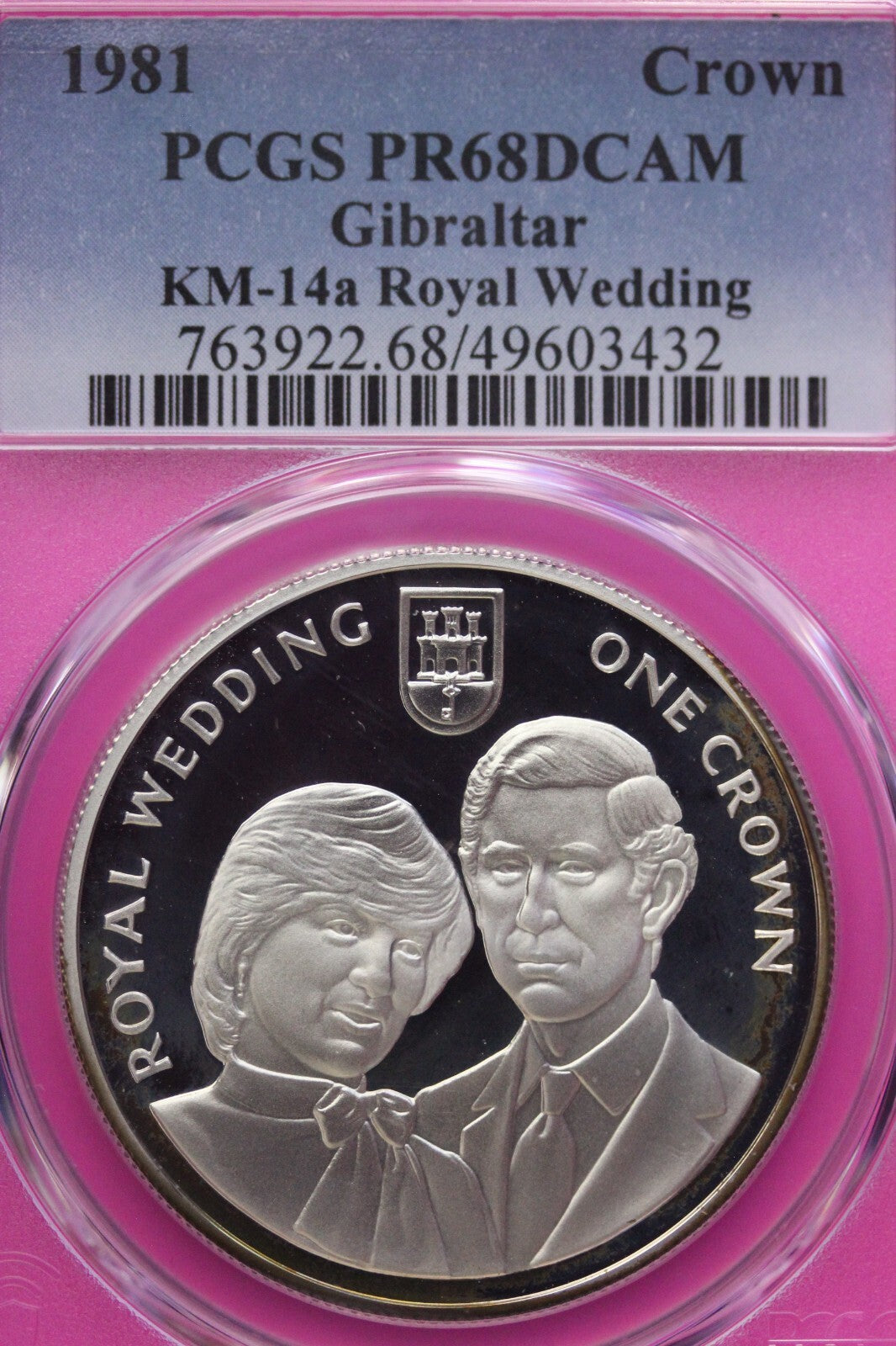 1981 PR 68 DCAM Crown Gibraltar Princess Diana Royal Wedding PCGS Silver 623