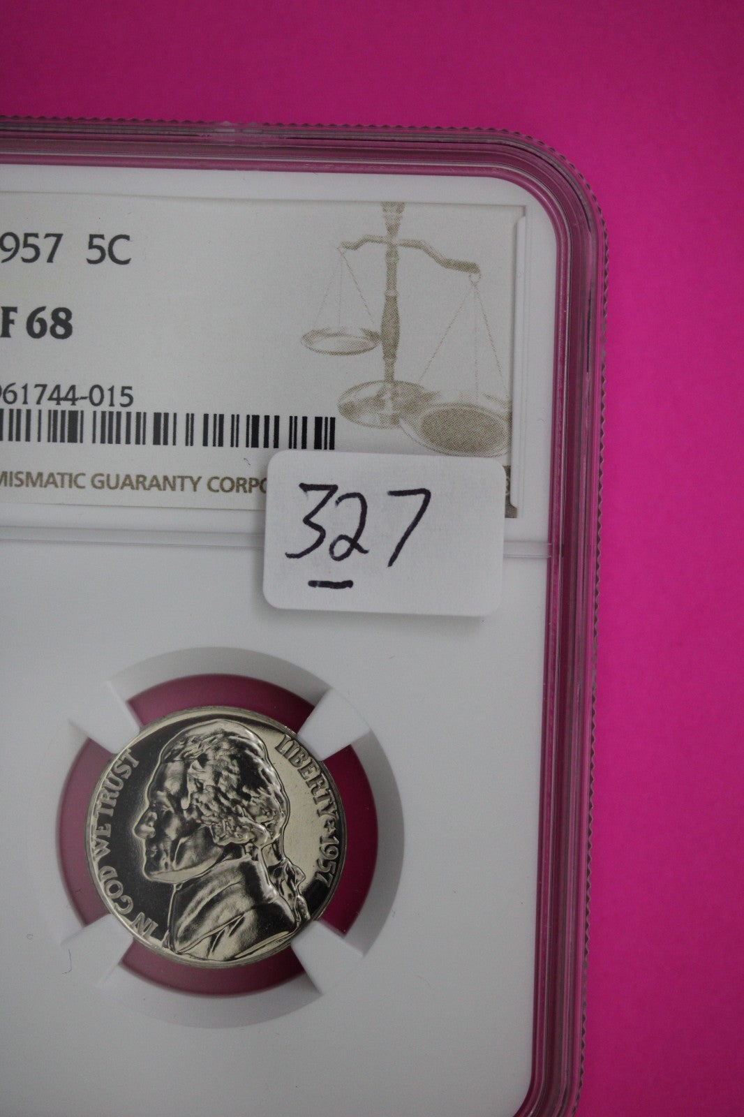 1957 PF 68 Jefferson Nickel NGC Certified Graded Authentic Genuine Slab 327