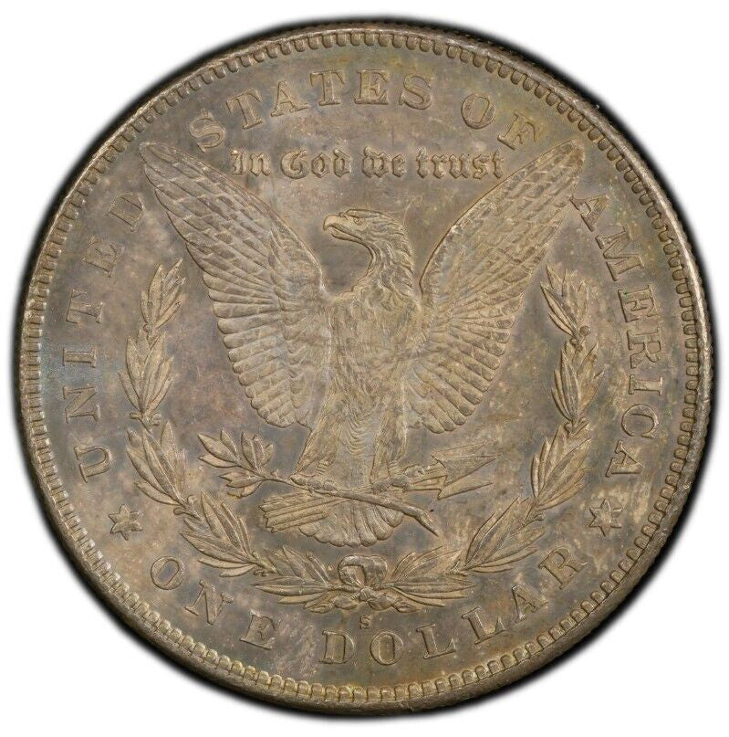 Rainbow Toned 1878 S MS 62 Morgan Liberty Silver Dollar PCGS Certified Slab 196