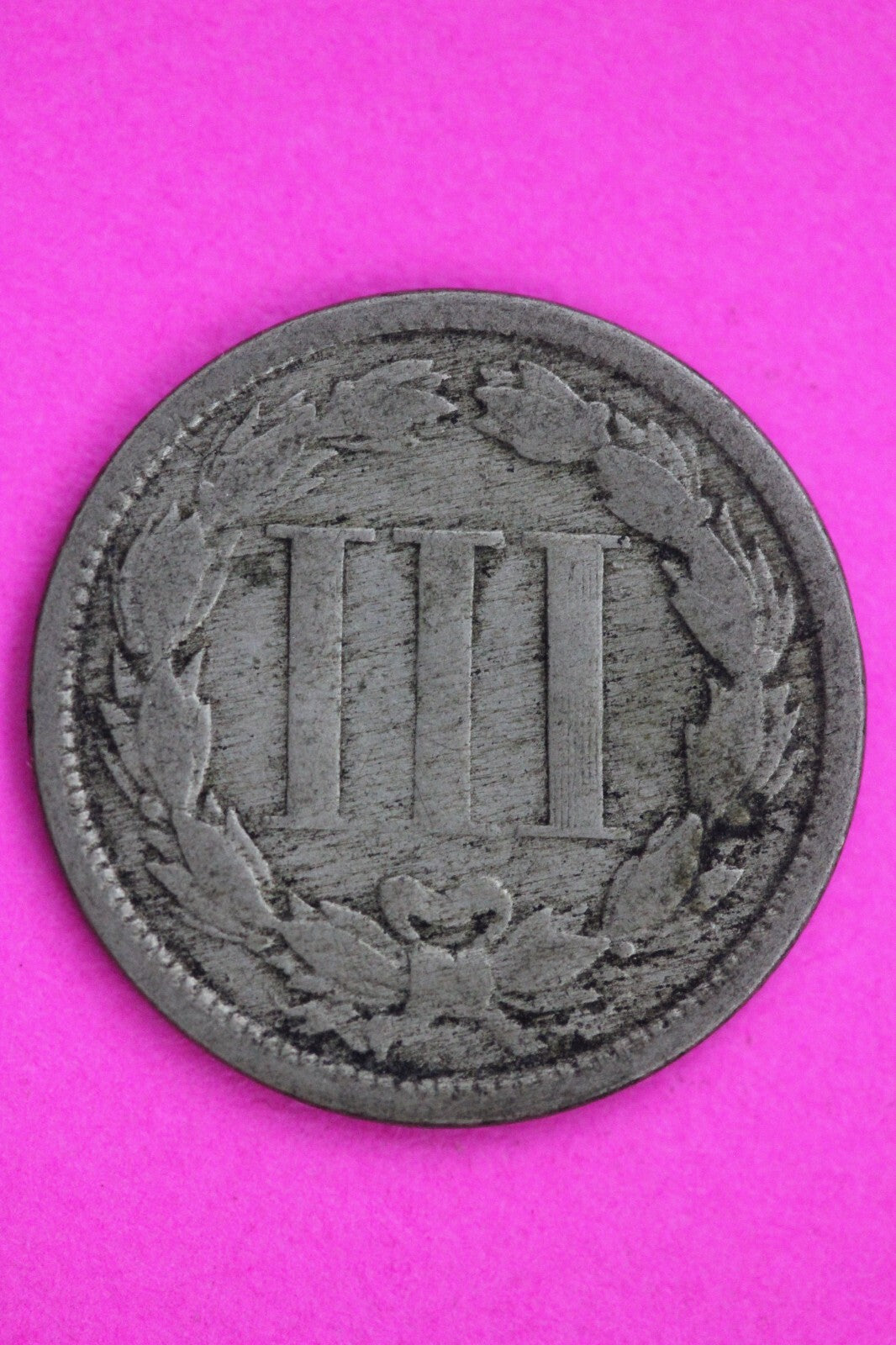 1865 Three 3 Cent Nickel Guaranteed Authentic & Genuine Fast Free Shipping 1305