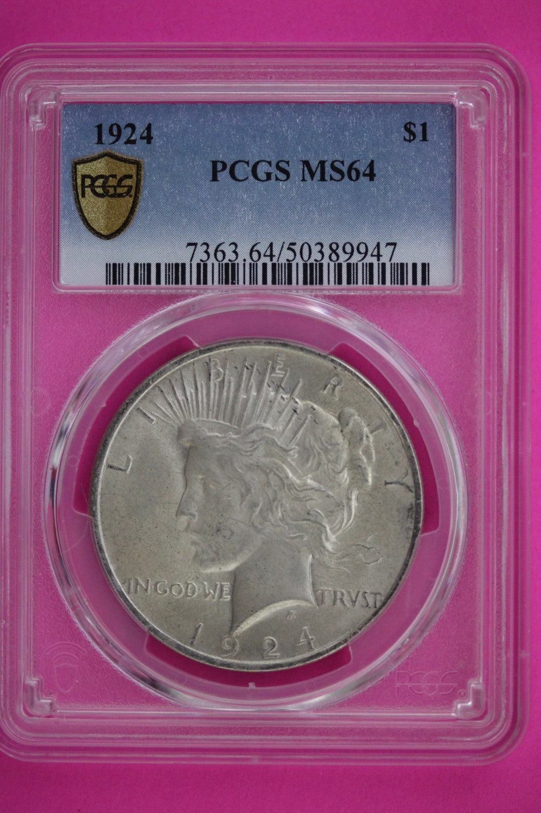 1924 P MS 64 Liberty Peace Silver Dollar PCGS Certified Graded Authentic 610