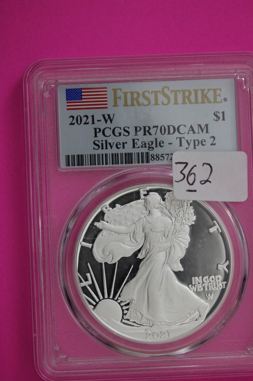 2021 W Type 2 PR 70 Silver American Eagle PCGS Certified Graded Authentic 362