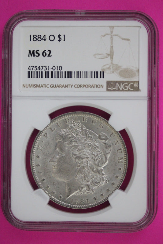 1884 O MS 62 Liberty Morgan Silver Dollar NGC Certified Graded Authentic 999
