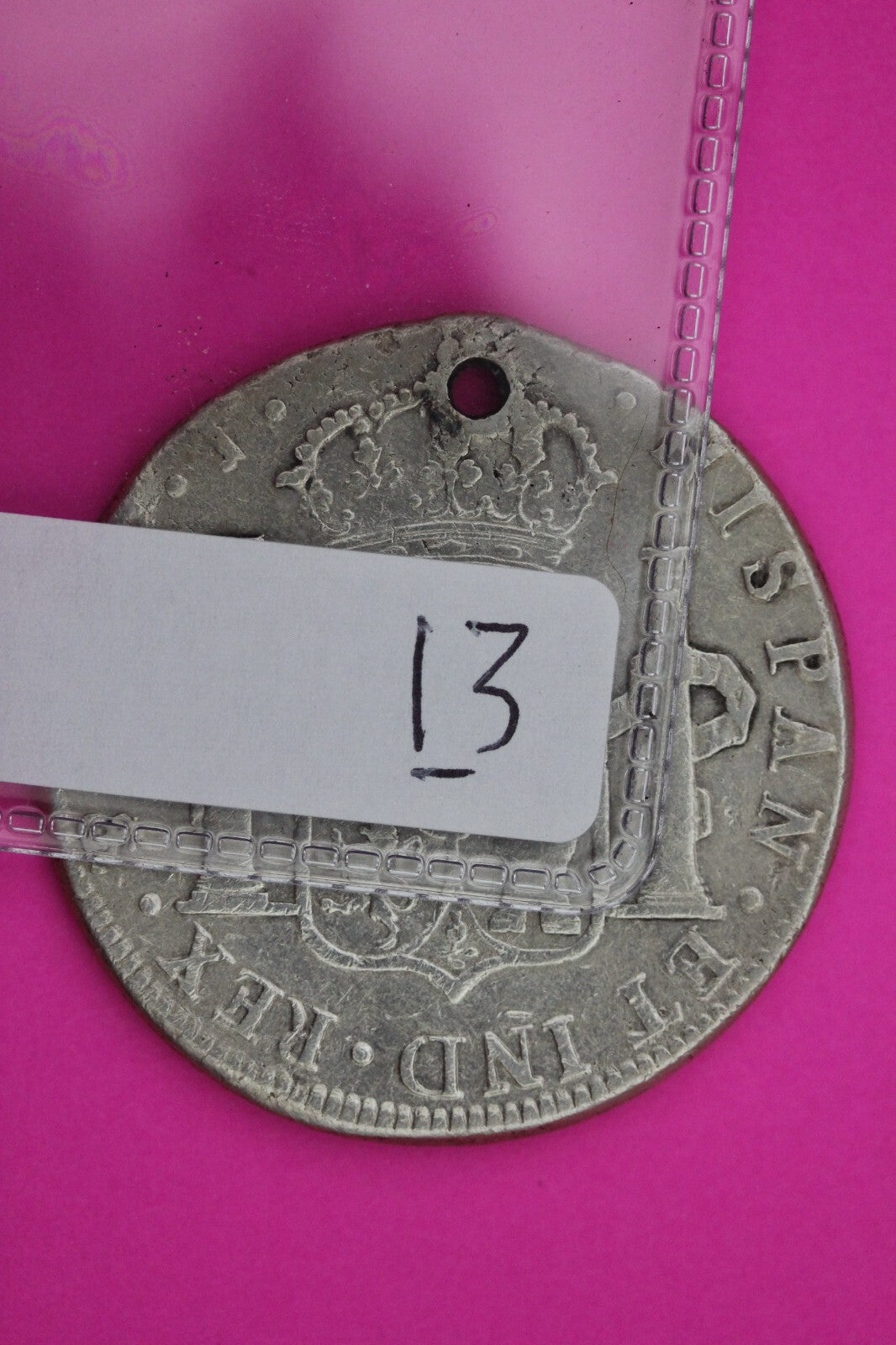 1808 Bolivia Spanish 8 Reales King Carolus IIII Silver Coin Pendant Holed 13