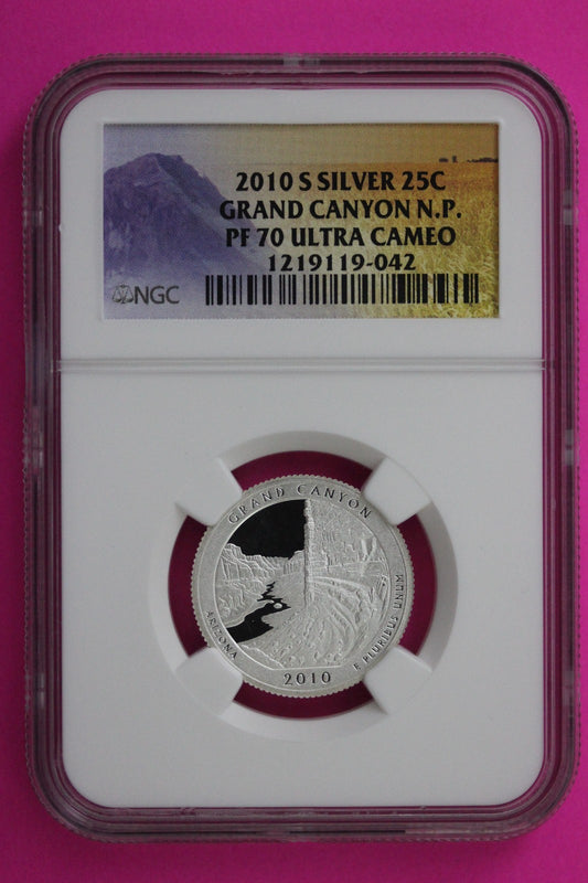 2010 S PF 70 Silver Quarter Grand Canyon Park ATB NGC Graded Certified Slab 377