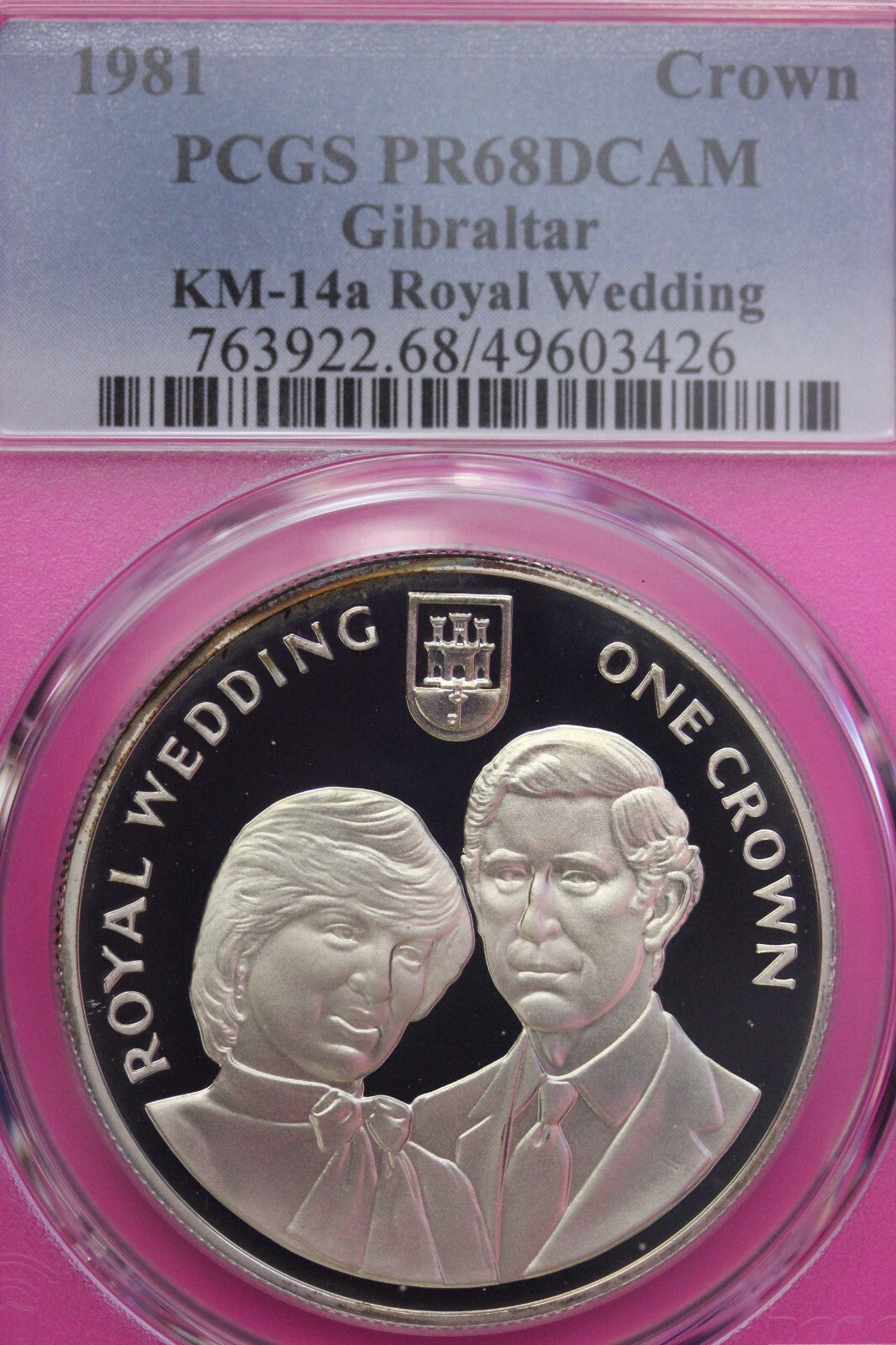 Toned 1981 PR 68 DCAM Crown Gibraltar Princess Diana Royal Wedding PCGS Slab 609