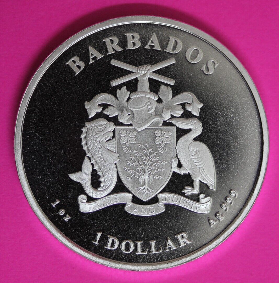Gem BU 2023 Barbados Monkey 1 OZ Silver Coin .999 Fine $1.00 Same Coin In Pic 19