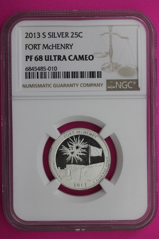 2013 S PF 68 Silver Quarter Fort McHenry NGC Graded Certified Authentic Slab 441