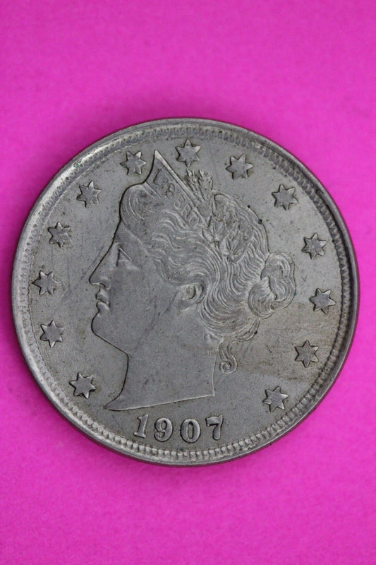 High Grade 1907 V Liberty Nickel Exact Coin Pictured Scarce Semi Key Date 12