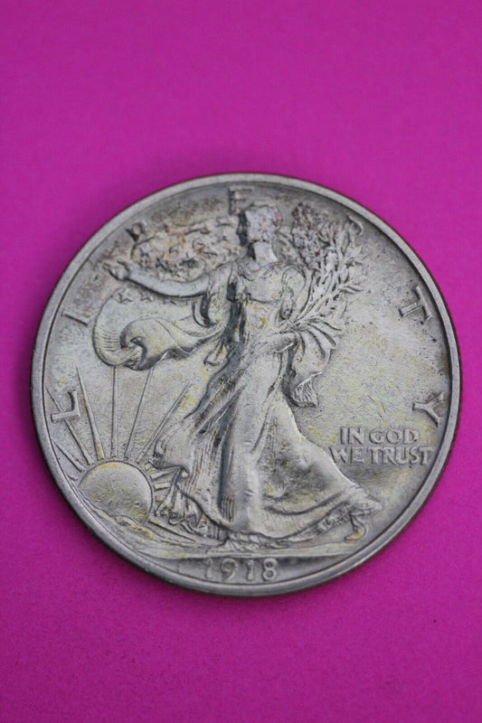 High Grade 1918 S Walking Liberty Half Dollar Scarce Key Date Silver Coin 149