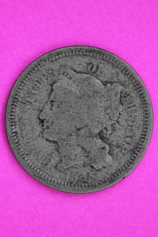 1865 Three 3 Cent Nickel Guaranteed Authentic & Genuine Fast Free Shipping 1305