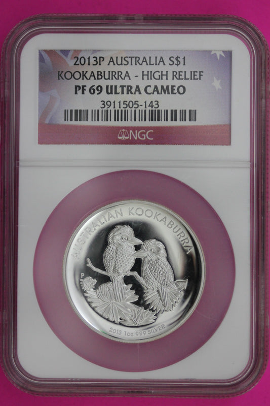 2013 PF 69 High Relief Australia Kookaburra $1 Dollar NGC Certified Graded 6030