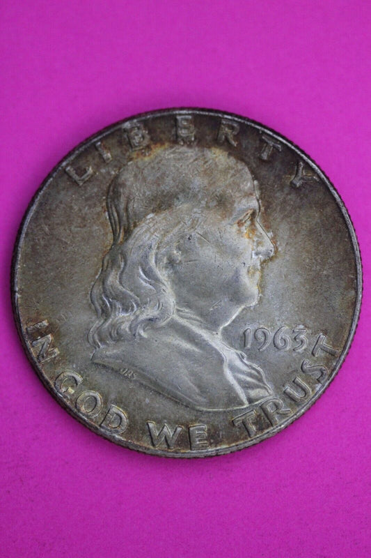 High Grade Toned 1963 P Ben Franklin Silver Half Dollar Exact Coin Shown 05