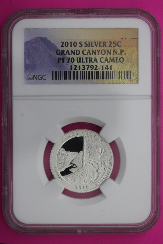 2010 S PF 70 Silver Quarter Grand Canyon National Park NGC Graded Certified 458