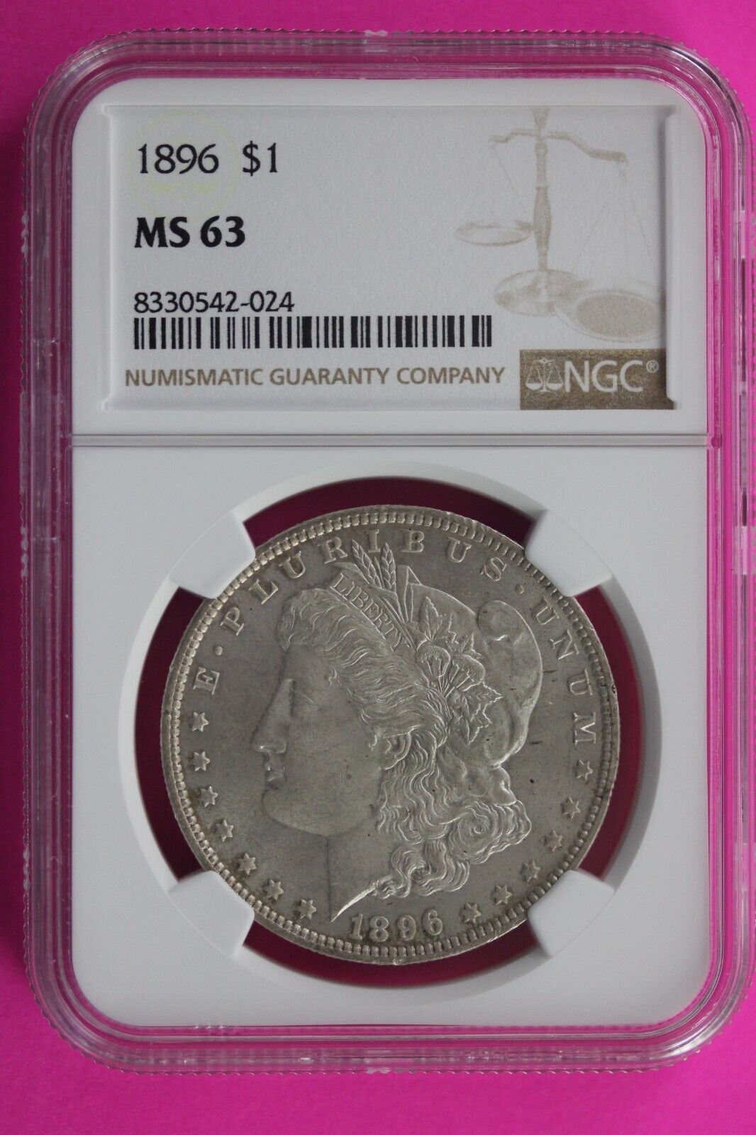 1896 P MS 63 Liberty Morgan Silver Dollar NGC Certified Graded Slab 451