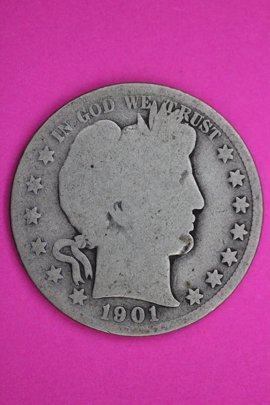 1901 P Barber Liberty Half Dollar Silver Coin You Get The Coin In Pics TOM 32